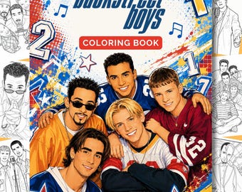Backstreet Boys Coloring Book | 90s Nostalgia, Printable PDF,  25 Coloring Pages,  Boy Band, Nick Carter, AJ, Howie, Brian, Kevin, 90s Gift