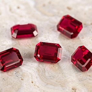 18 CT 5 Pieces Lot Faceted Lab Grown Red Ruby 10X8 MM Emerald Cut Loose Stone For Making jewelry Designer Gemstones VVS1 Gift For Her