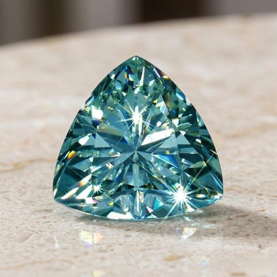 8mm VVS1 Green Trillion Cut Lab Grown Diamond 2ct for Custom Ring, Anniversary Gift, Ethical Jewelry, Loose Diamond, Sustainable Gemstone