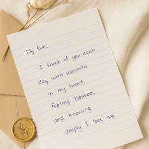 Carta de amor manuscrita personalizada: nota romántica personalizada, regalo de aniversario, relación a distancia, papelería sentimental