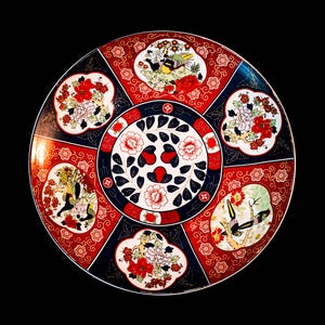 Vintage Moroccan Taous Plate – Hand-Painted Porcelain with Peacock Design – Rare 1970s Collectible Decorative Dish