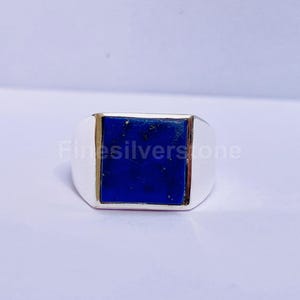 Solid 925 Sterling Silver Lapis Lazuli Gemstone Vintage Men&#39;s Ring, Birthday Men&#39;s Ring, Statement Ring, Wedding Ring, Signet Ring, Jewelry