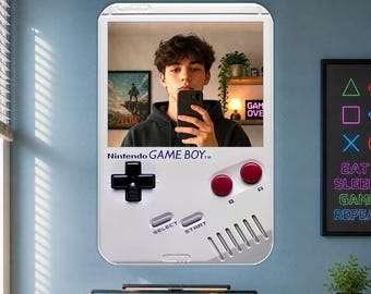 Espejo selfie para gamers, espejo para Game Boy, decoración para sala gamer, espejo de pared retro para videojuegos, espejo selfie, regalo único para gamers, decoración para configuración
