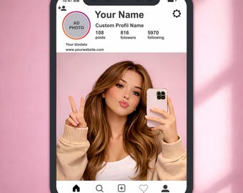 Instagram Selfie Mirror, Pink Aesthetic Wall Mirror, Social Media Frame Mirror, TikTok Room Decor, Cute Girl Bedroom Mirror