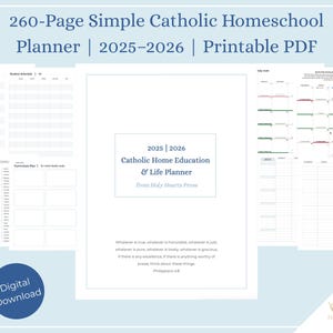SIMPLE Catholic Homeschool Planner 2025–2026 | Printable PDF | Liturgical Calendar | Life Planner | Vision Casting