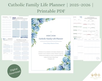 Pianificatore di vita familiare cattolica 2025-2026: calendario liturgico, proiezione della visione (PDF stampabile)