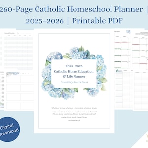 Catholic Homeschool Planner 2025–2026 | Printable PDF | Liturgical Calendar | Life Planner | Vision Casting