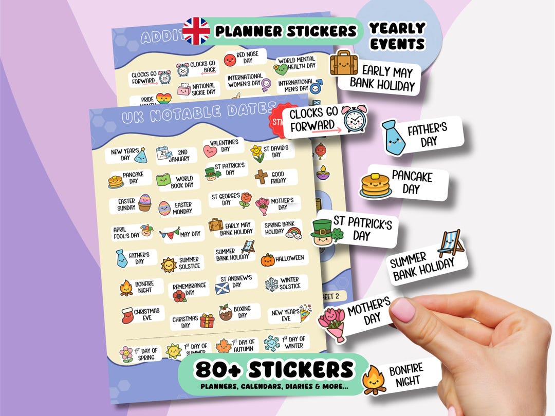 UK Planner Stickers With 80+ Cute Reminder Stickers for UK Bank ...