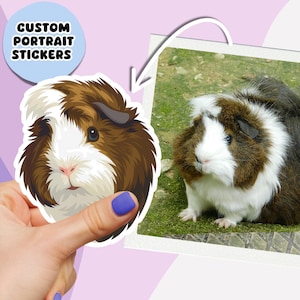 Custom Guinea Pig Sticker from Photo, Personalised Guinea Pig Portrait, Cartoon Piggie Gift, Cute Decal, Guinea Pig Owner Drawing Portrait