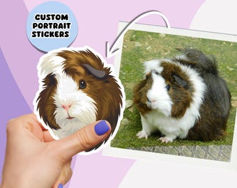 Custom Guinea Pig Sticker from Photo – Personalised Pet Portrait in Cartoon Style, Vinyl Cavy Decal, Guinea Pig Lover Gift, Pet Memorial