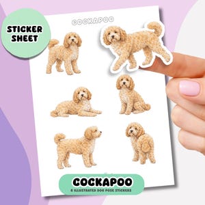 Cockapoo Dog Sticker Sheet | Cute Cockapoo Stickers | Illustrated Dog Stickers | Cockapoo Gifts | Planner & Journal Stickers