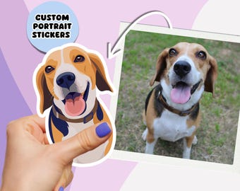 Sticker chien personnalisé à partir d'une photo - portrait d'animal de compagnie personnalisé en style dessin animé, sticker chien en vinyle, cadeau attentionné pour propriétaire de chien, souvenir de chiot