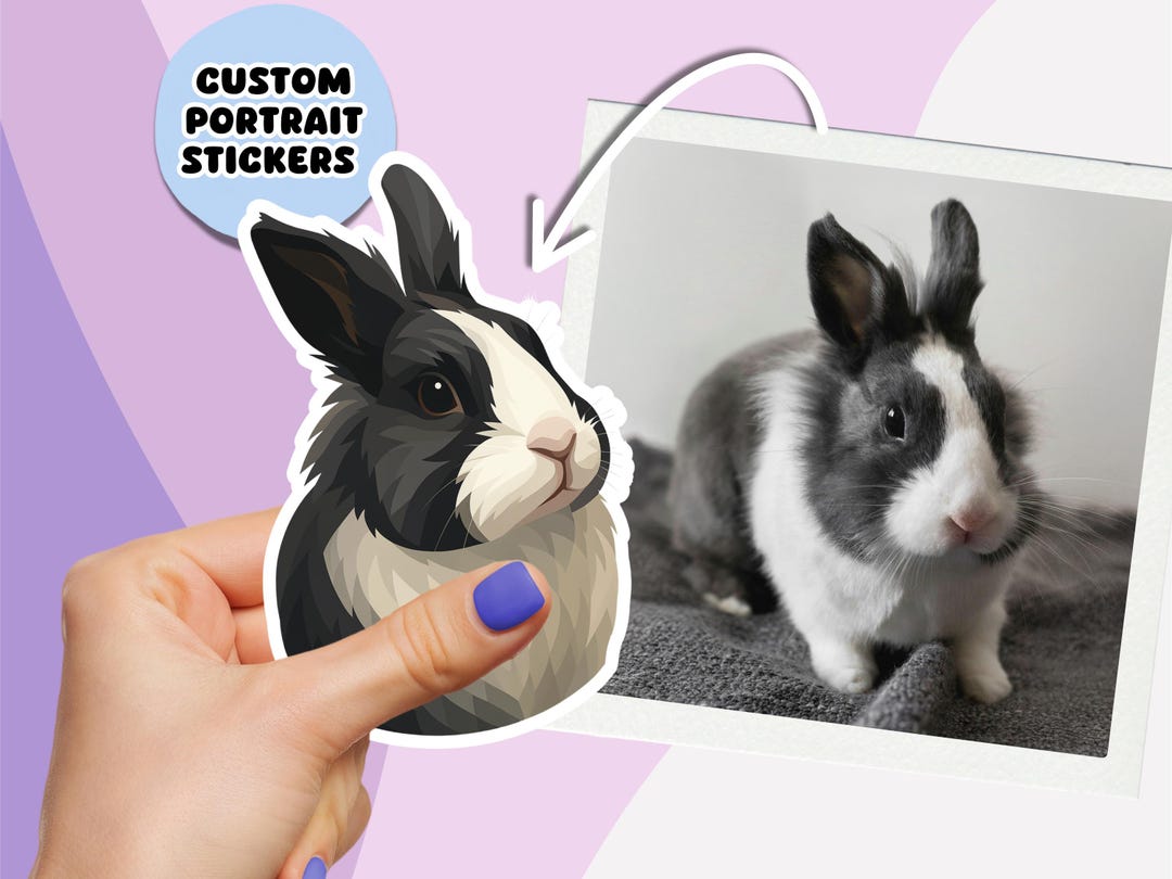 Custom Rabbit Sticker From Photo – Personalised Bunny Portrait in ...