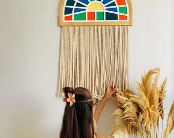 Arched Boho Macrame Wall Hanging: Retro Dome Fiber Art