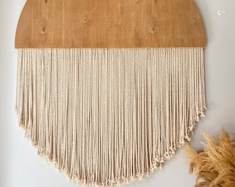 Large Beige Macrame Wall Hanging: Minimalist Scandinavian Fiber Art