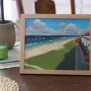 Pintura al óleo original de paisaje marino al aire libre