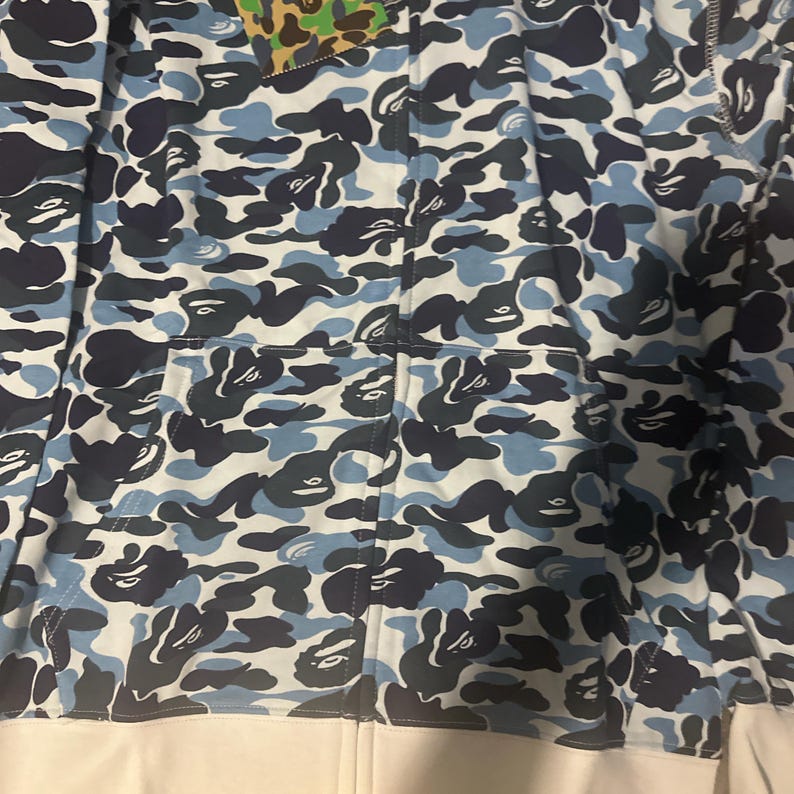 Felpa con cappuccio e zip Bape blu immagine 2