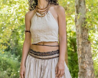 Cotton Wrap Top, Crop Top for Women, Tie Back Open Back, Loose Top, Hippie, Burning Man Top