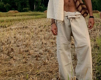 Hand Stitched Hemp Fisherman Pants