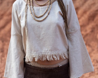 Veda Top ⫸ Bell Sleeves Top ⫷ Handwoven Raw Silk