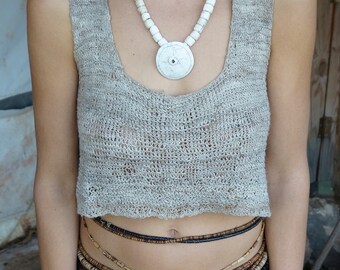 Knit Top Etsy - short nettle yarn knitted top