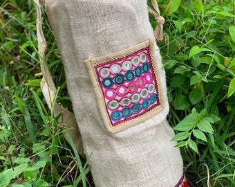Hemp Yoga Mat Bag ⫸ Banjara Patches & Traditional Hand Embroidery
