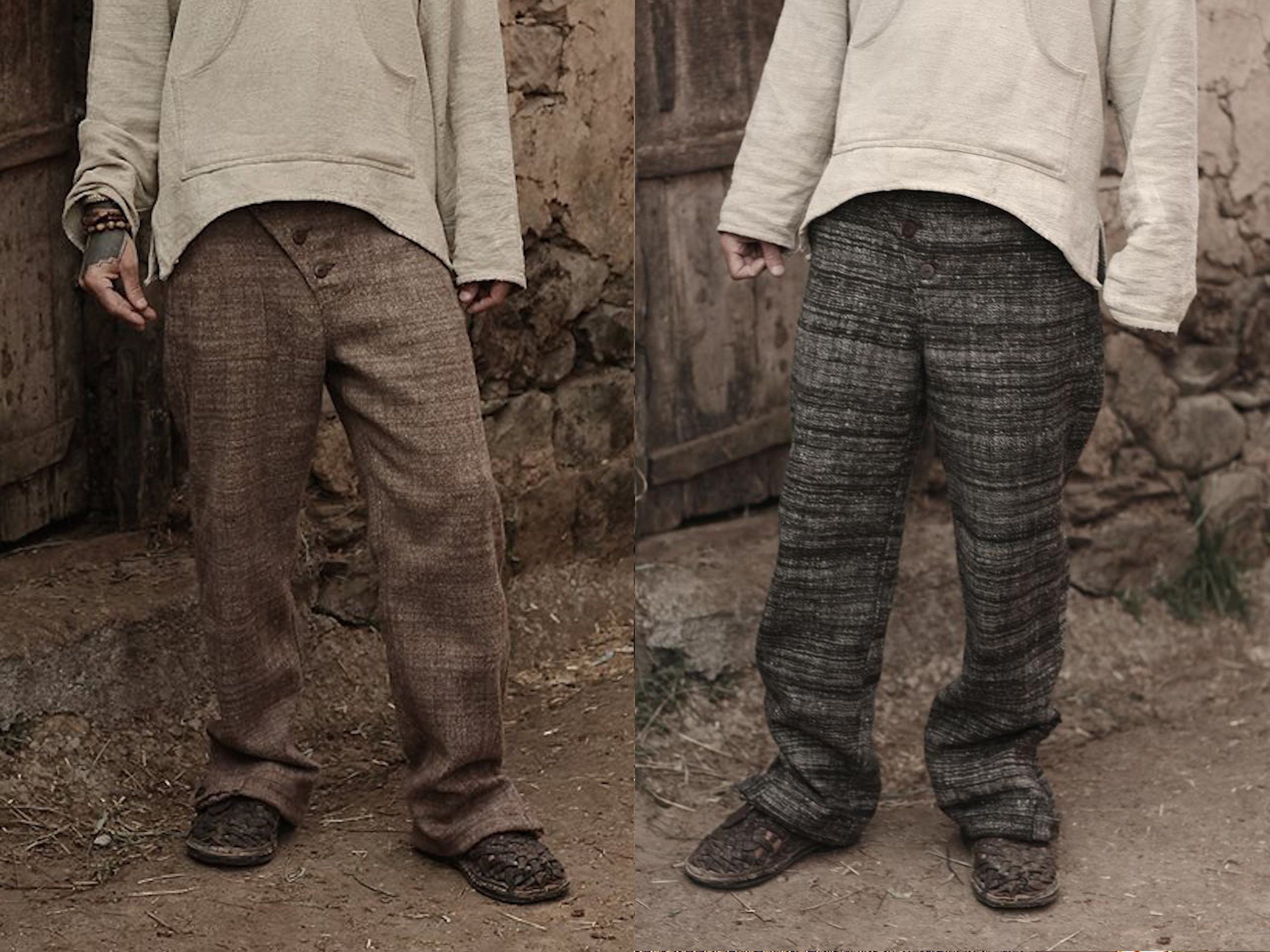 Blue Checked Slim Fit Wool Trousers