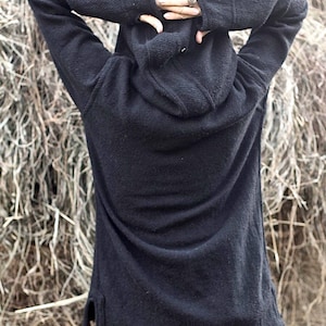 Nomad Women Pullover with Hoodie Handwoven Hemp Wool image 2