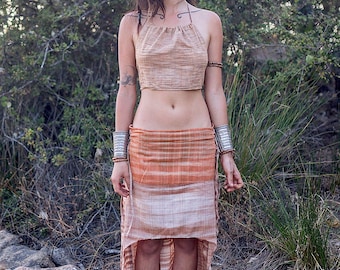 Fairy Skirt ⋘⋙ Handwoven Khadi Cotton ⋘⋙ Earthy Tribal Skirt