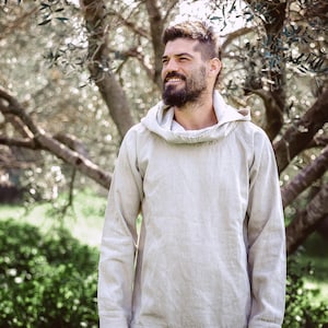 Hemp Organic Cotton Hoodie Pullover, Thick Natural Sweater