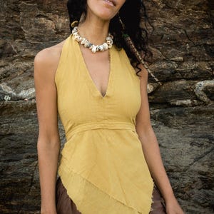 Earth Frayed Top ⋙ Natural Dye ⋙ Handwoven Cotton