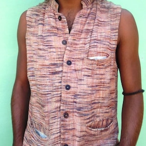 Khadi Cotton Vest with Collar image 3