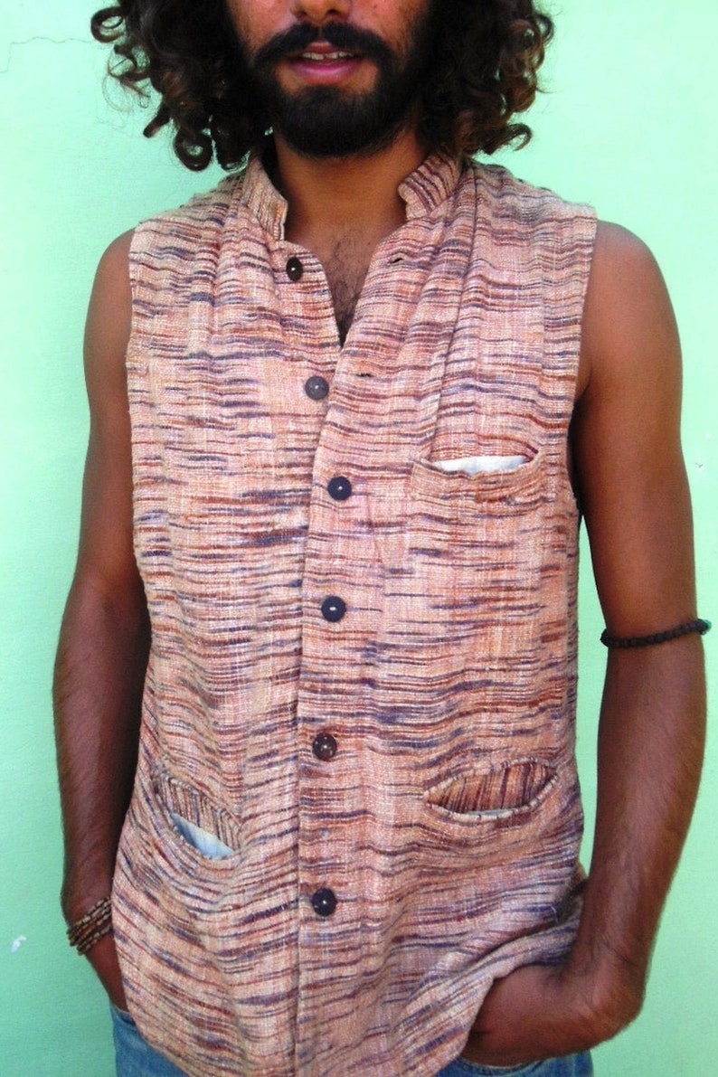 Khadi Cotton Vest with Collar image 3