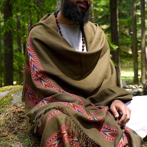 Kullu Shawl with Tribal Pattern ~ Pure Wool