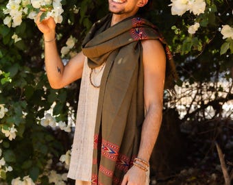 Traditional Kullu Shawl - Pure Wool Shawl with Tribal Pattern