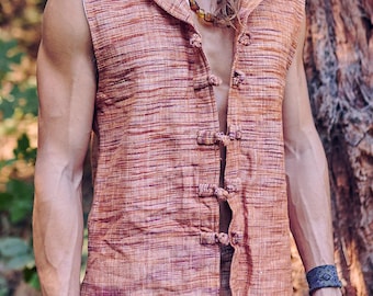 Tibetan Vest with Hoodie ๑⋙ Khadi Cotton