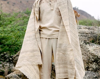 Handwoven Assam Wild Silk Shawl / Throw Blanket - Tribal Handspun Silk