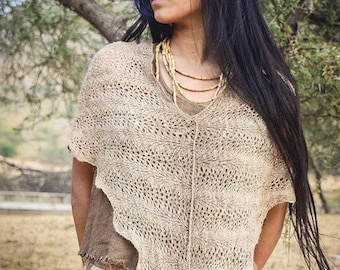 Nessel Poncho - gestrickt aus Himalaya Brennesselfasern