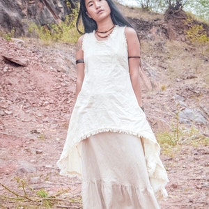 Asymmetrical Sleeveless Dress Handwoven Khadi Cotton image 4