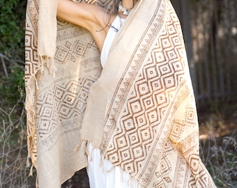 Tribal Block Printed Cotton Shawl