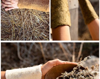 Hand Felted Wool Cuffs ⫸ Local Plant Dye