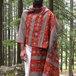 Kullu Shawl with Tribal Pattern ~ Pure Wool