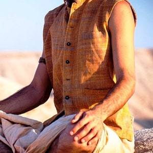 Khadi Cotton Vest with Collar image 4