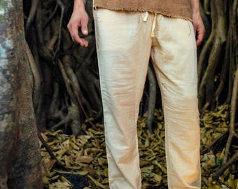 Men's Organic Cotton Straight Pants, Herbal Dye Trousers