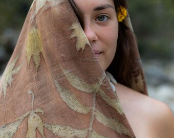 Eco Printed Cotton Shawl ~ Botanical Print Collection