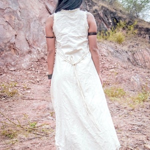 Asymmetrical Sleeveless Dress Handwoven Khadi Cotton image 5