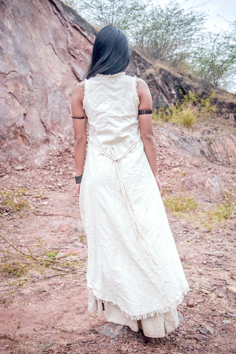 Asymmetrical Sleeveless Dress Handwoven Khadi Cotton image 5