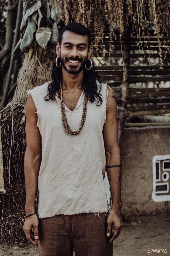 Handwoven Raw Silk Sleeveless Shirt, Festival Tank Top