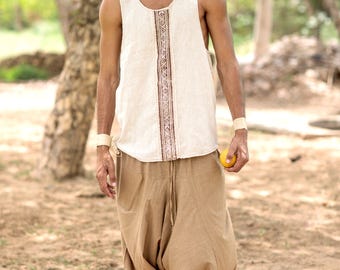 Malik Tank Top ⋗ Hand Block Print ⋖ Handwoven Raw Silk