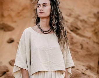 Top tipo poncho ⋗ Seda cruda tejida a mano